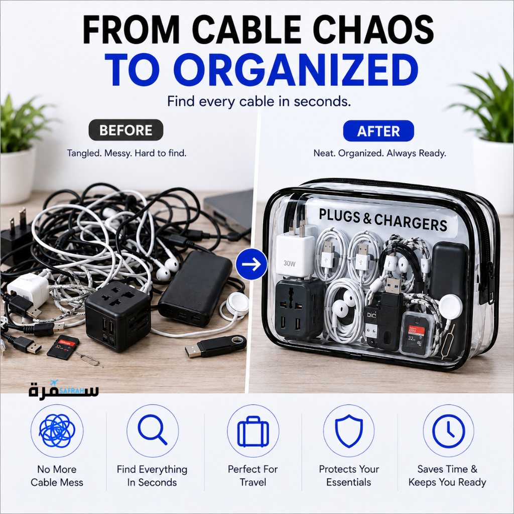 Clear Travel Plugs & Chargers Bag