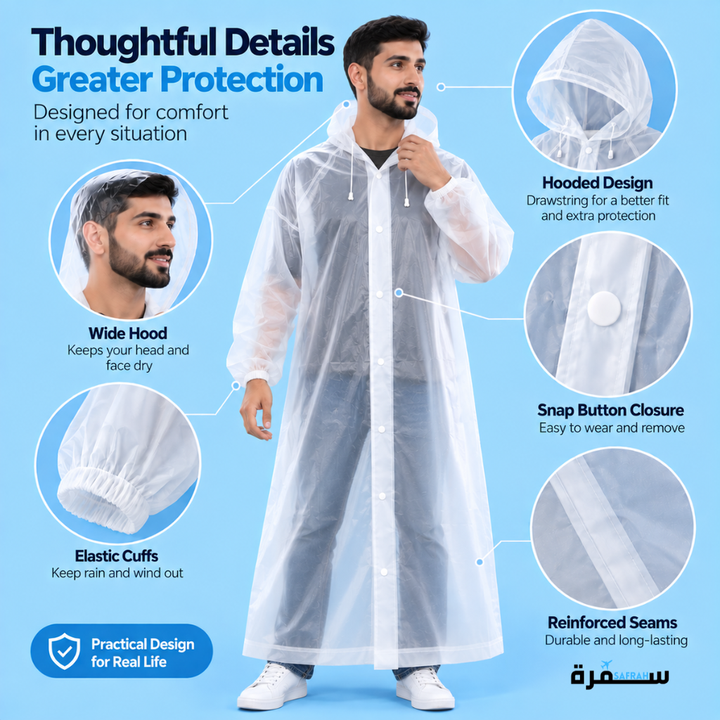 معطف مطر شفاف سميك