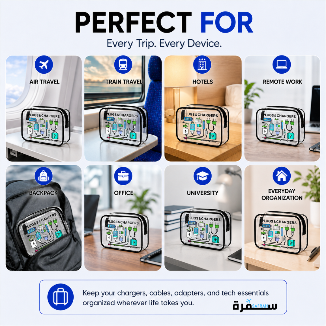Clear Travel Plugs & Chargers Bag