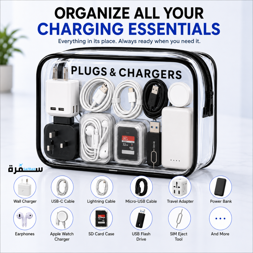 Clear Travel Plugs & Chargers Bag